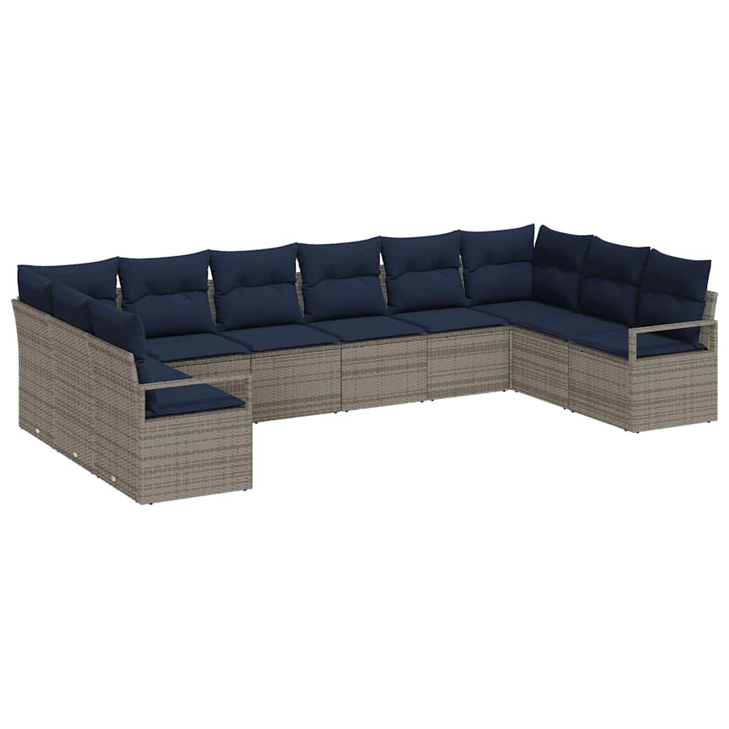 Ensemble de Canapés avec coussin 10 pcs Gris polyrotin