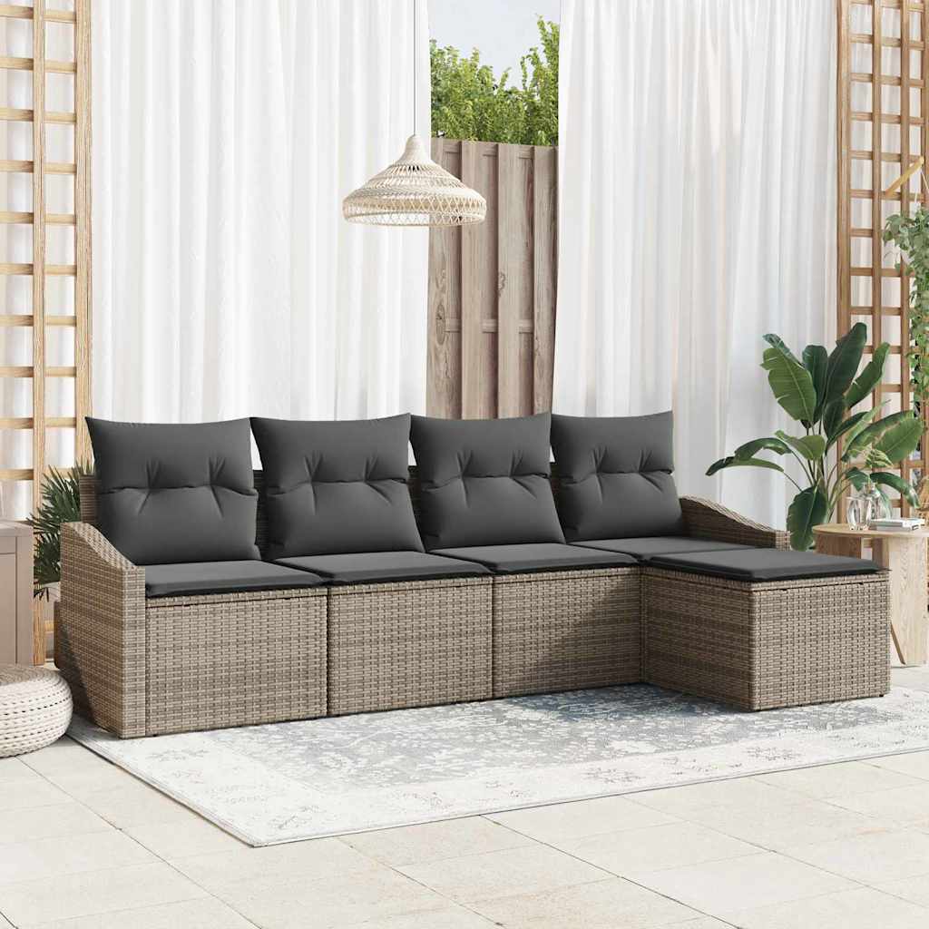 Ensemble de Canapés 5 pc Gris polyrotin
