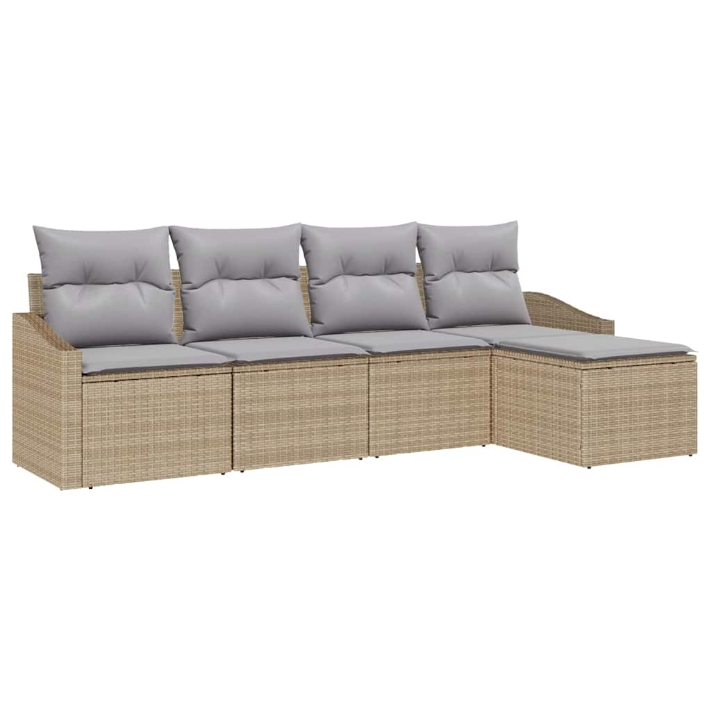 Ensemble de Canapés avec coussin 5 pcs Beige polyrotin