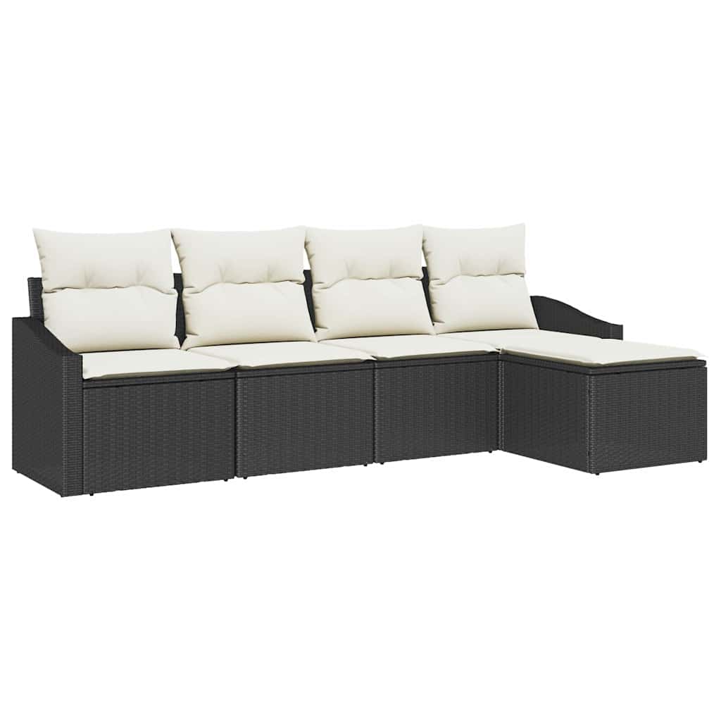 Ensemble de Canapés avec coussin 6 pcs Noir polyrotin