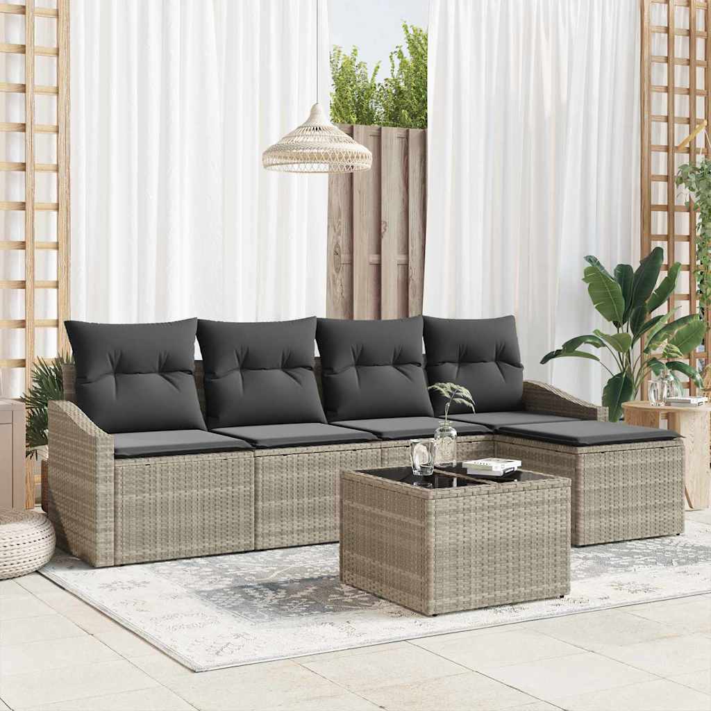 Ensemble de Canapés 6 pc Gris clair polyrotin