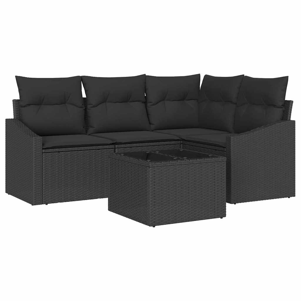Ensemble de Canapés 5 pc Noir polyrotin