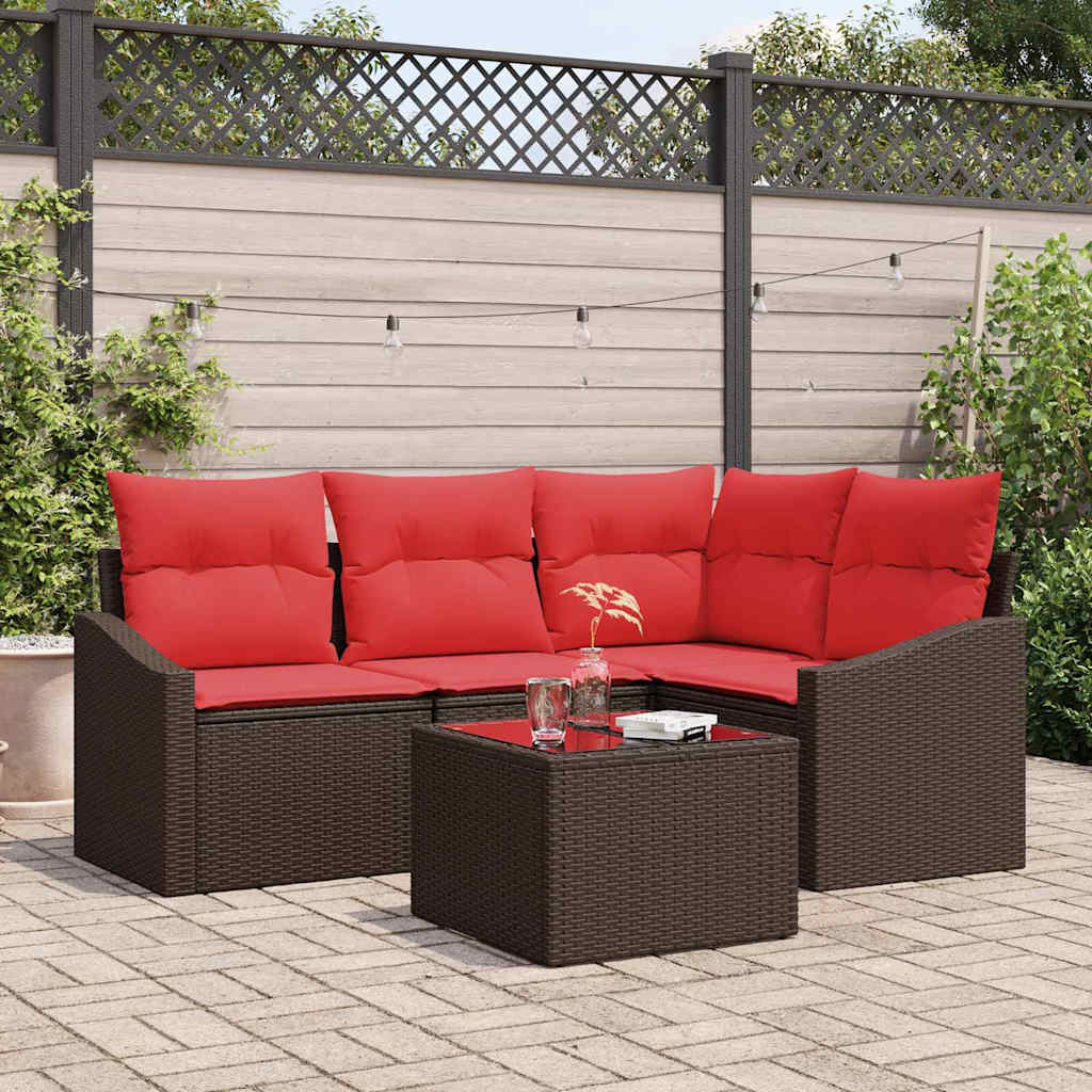 Ensemble de Canapés 5 pc Marron polyrotin