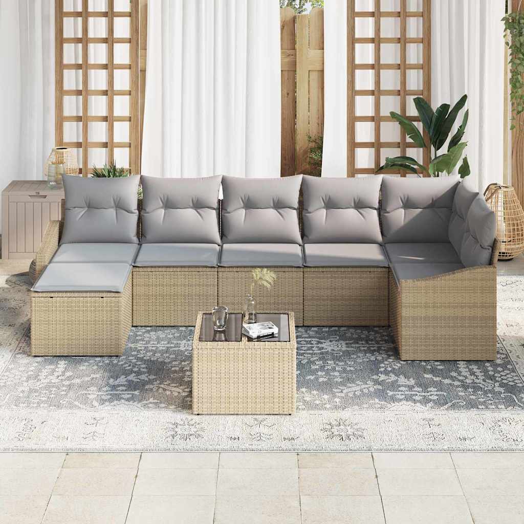 Ensemble de Canapés avec coussin 8 pcs Beige polyrotin - XIOS
