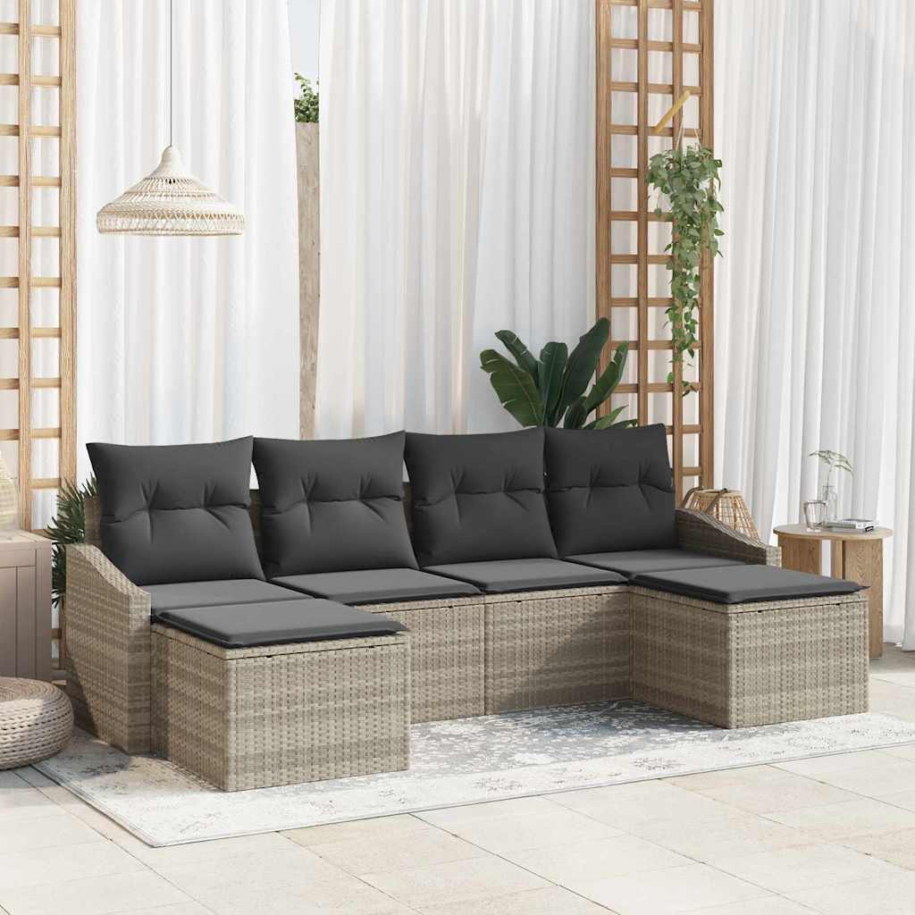 Ensemble de Canapés 6 pc Gris clair polyrotin