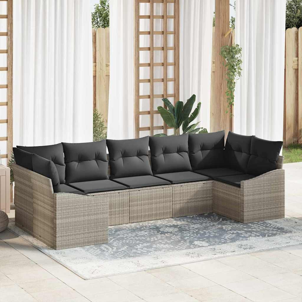 Ensemble de Canapés 7 pc Gris clair polyrotin