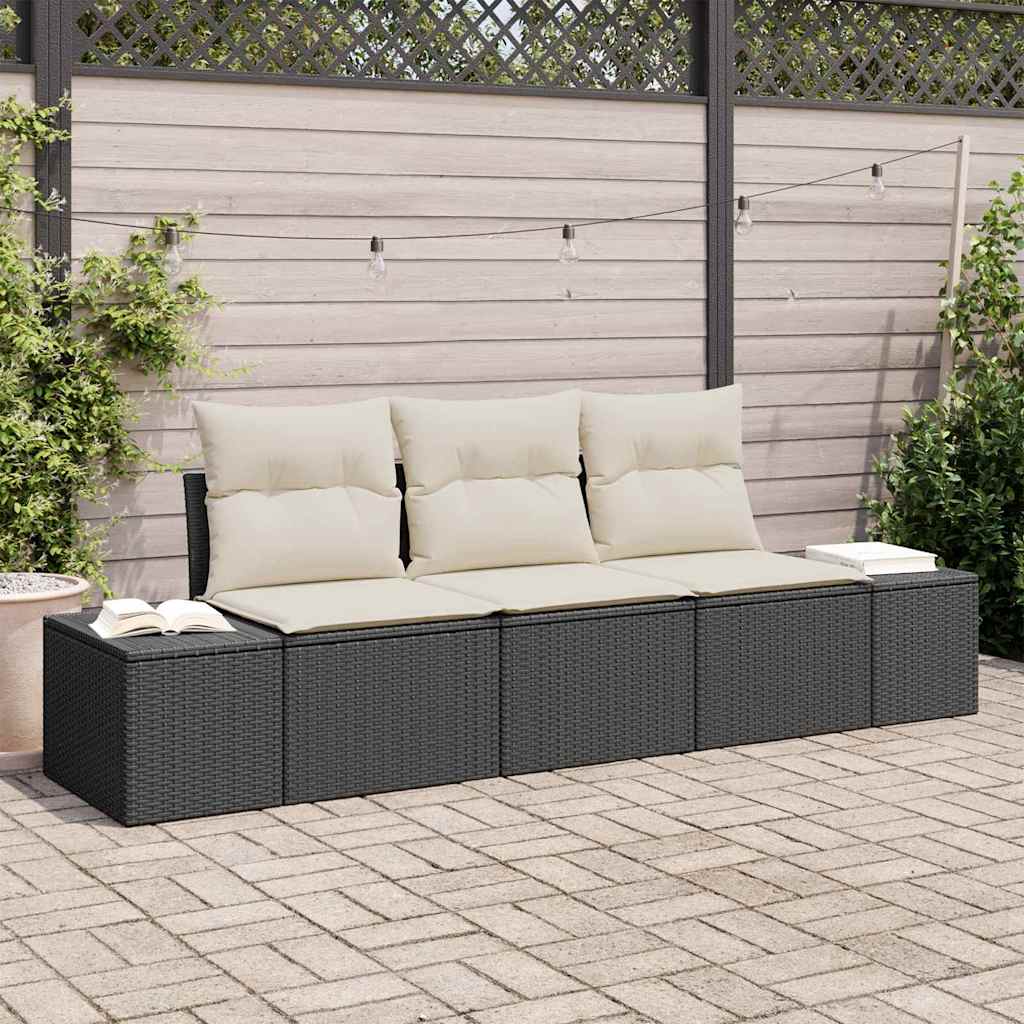Ensemble de Canapés avec coussin 3 pcs Noir polyrotin - XIOS