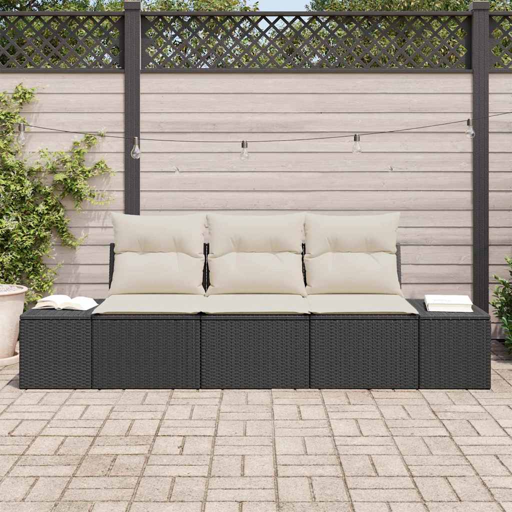 Ensemble de Canapés avec coussin 3 pcs Noir polyrotin - XIOS