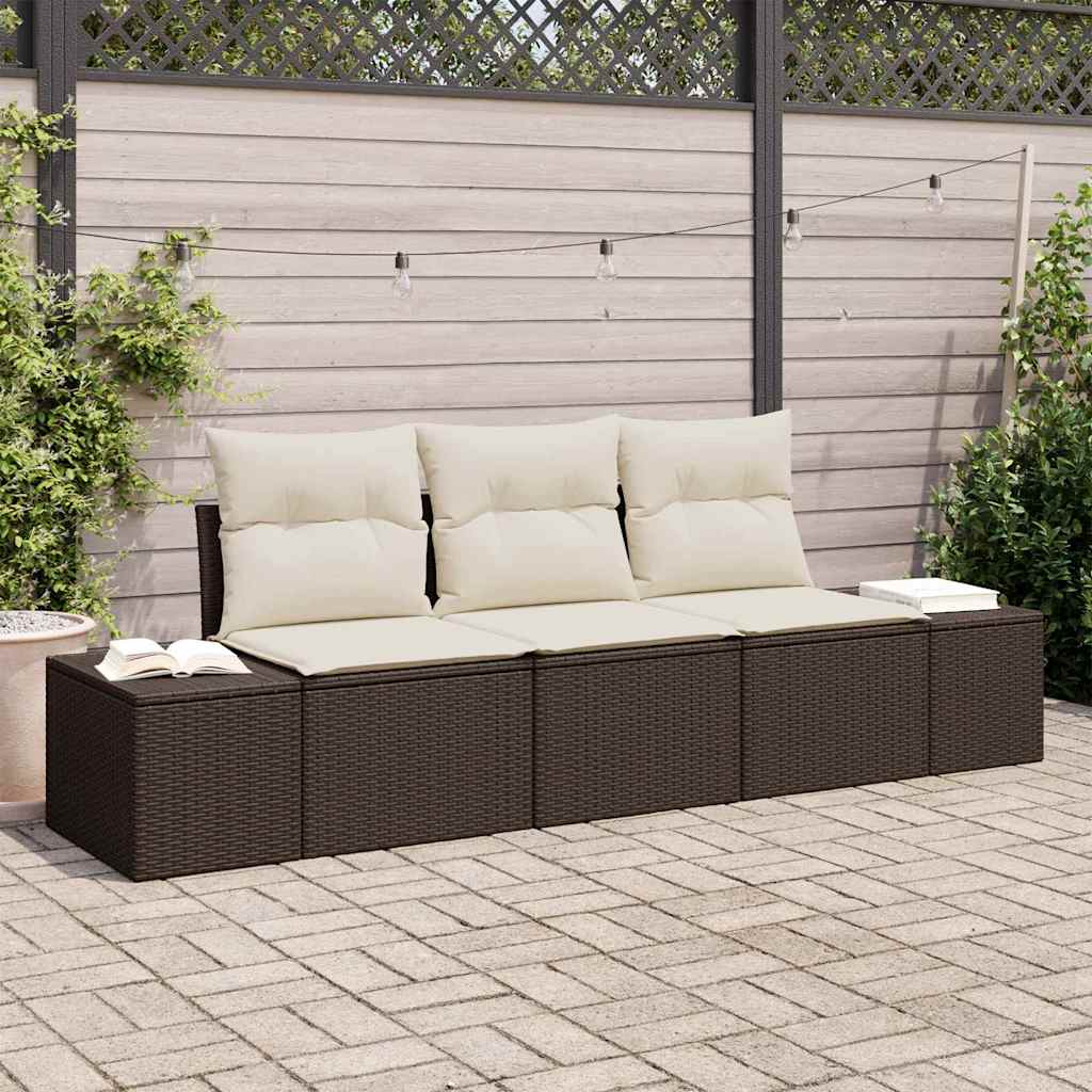 Ensemble de Canapés avec coussin 3 pcs Marron polyrotin - XIOS