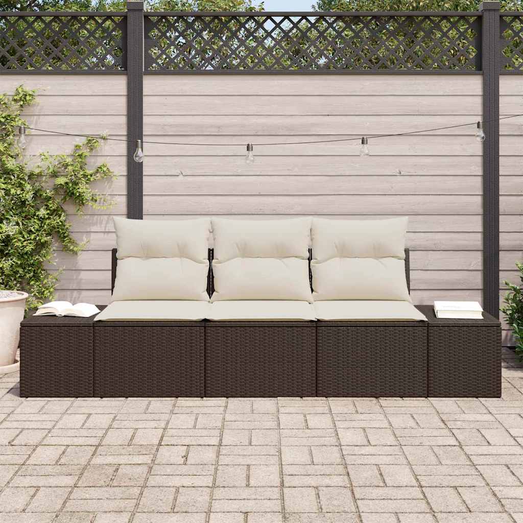 Ensemble de Canapés avec coussin 3 pcs Marron polyrotin - XIOS
