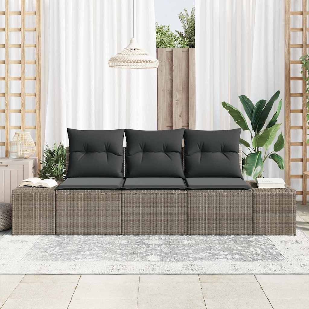 Ensemble de Canapés avec coussin 3 pcs Gris polyrotin - XIOS