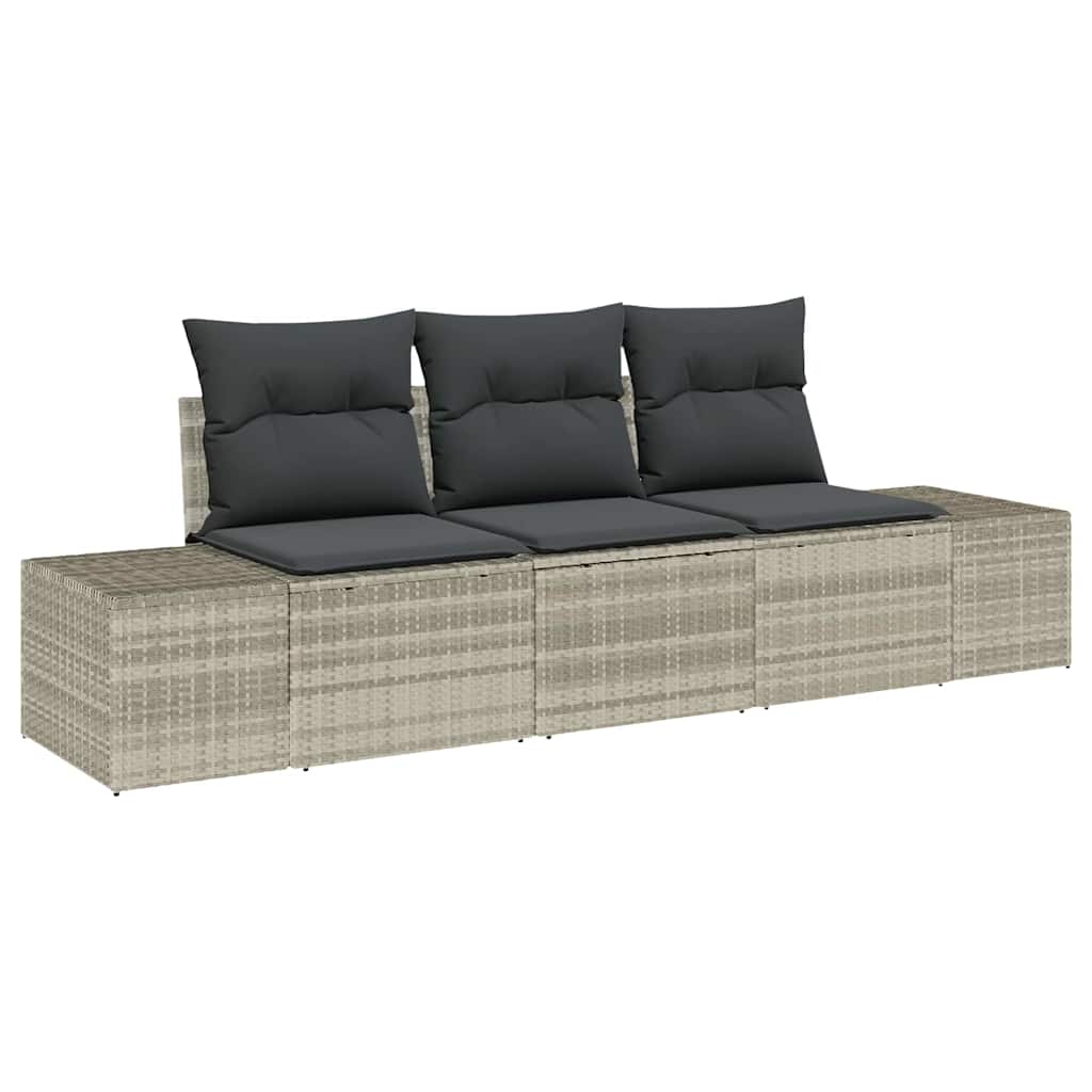 Ensemble de Canapés avec coussin 3 pcs Gris clair polyrotin