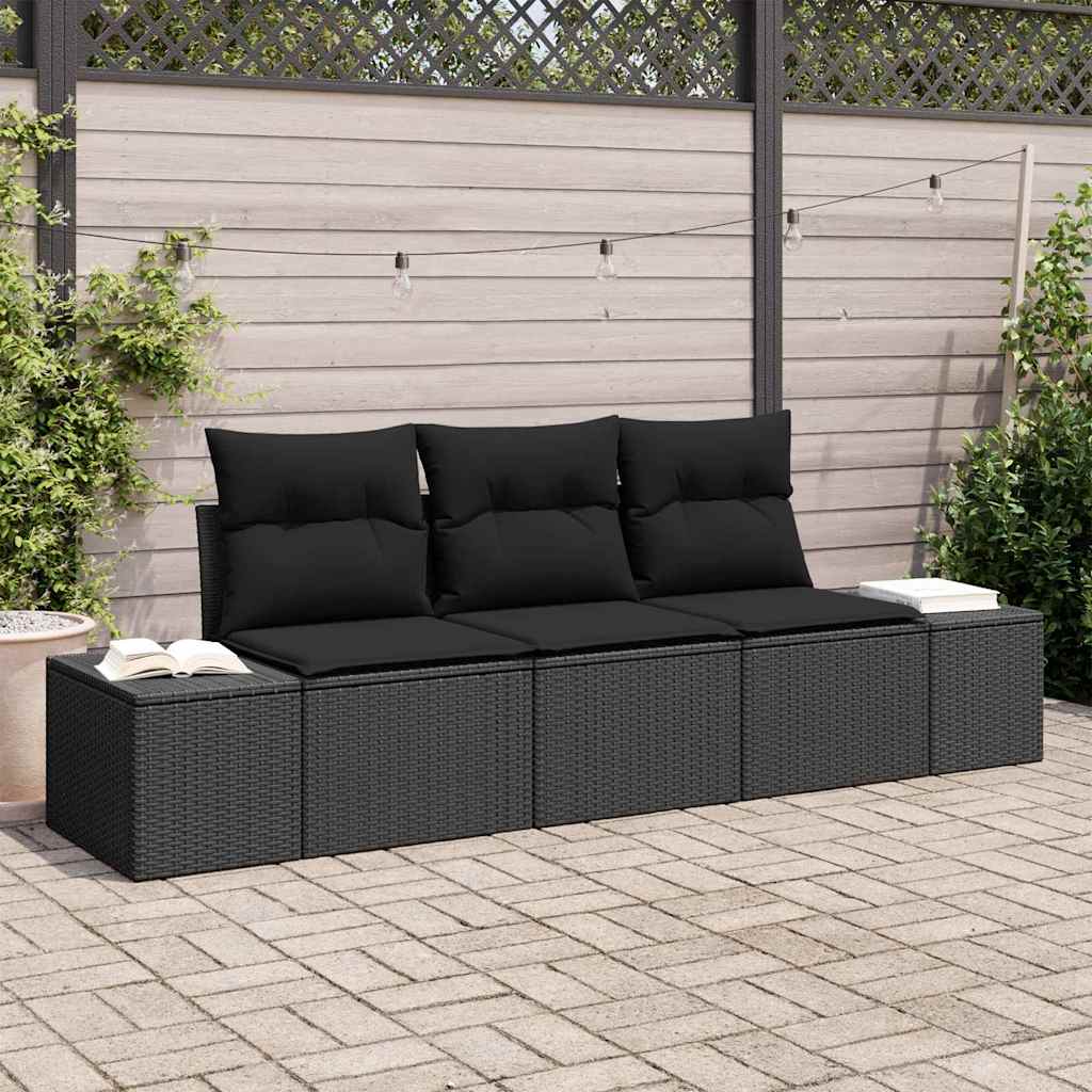 Ensemble de Canapés 3 pc Noir polyrotin
