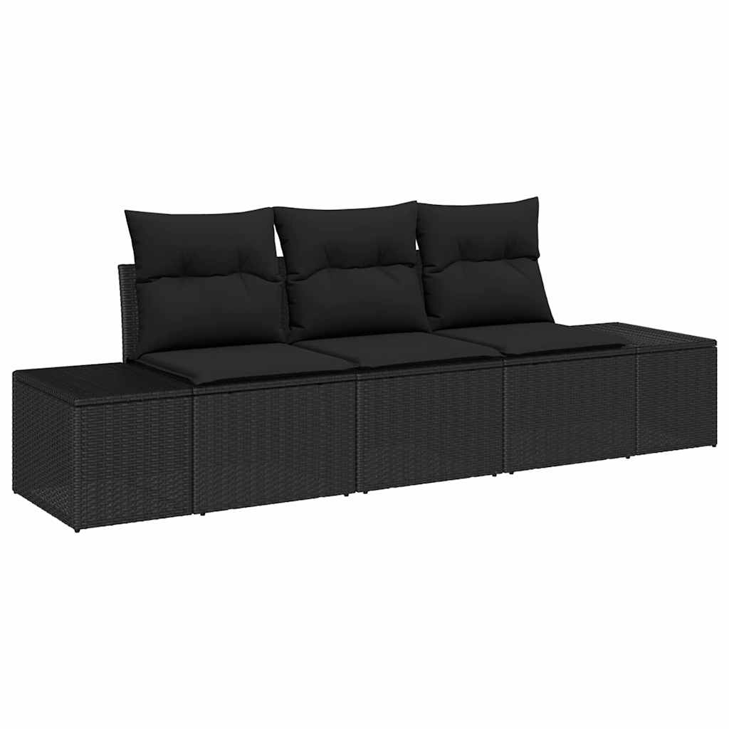 Ensemble de Canapés 3 pc Noir polyrotin