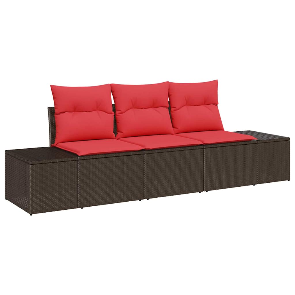 Ensemble de Canapés avec coussin 3 pcs Marron polyrotin