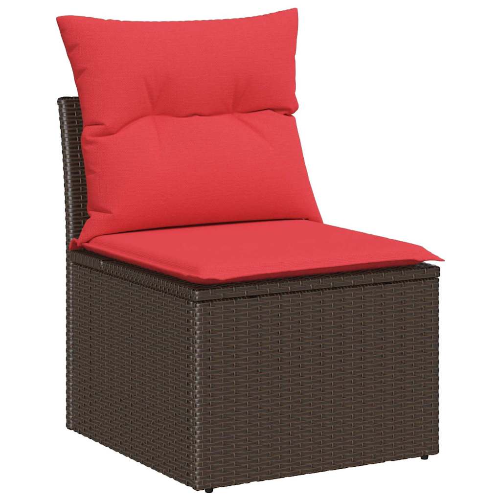 Ensemble de Canapés avec coussin 3 pcs Marron polyrotin