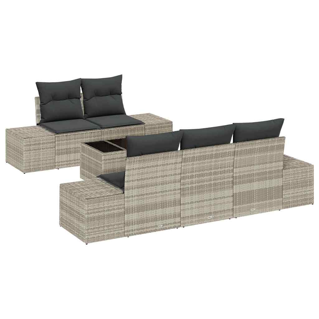 Ensemble de canapé de jardin 6 pcs Gris clair polyrotin