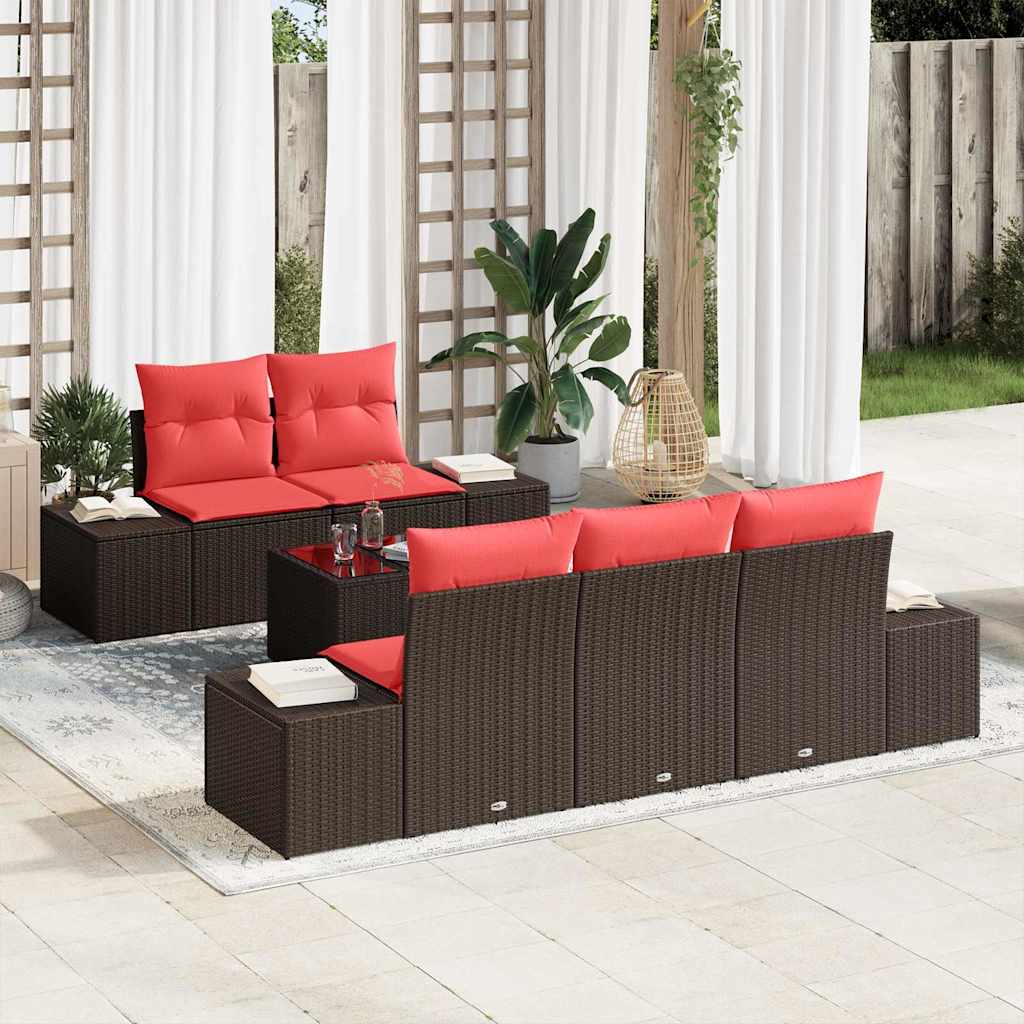 Ensemble de canapé de jardin 6 pc Marron polyrotin