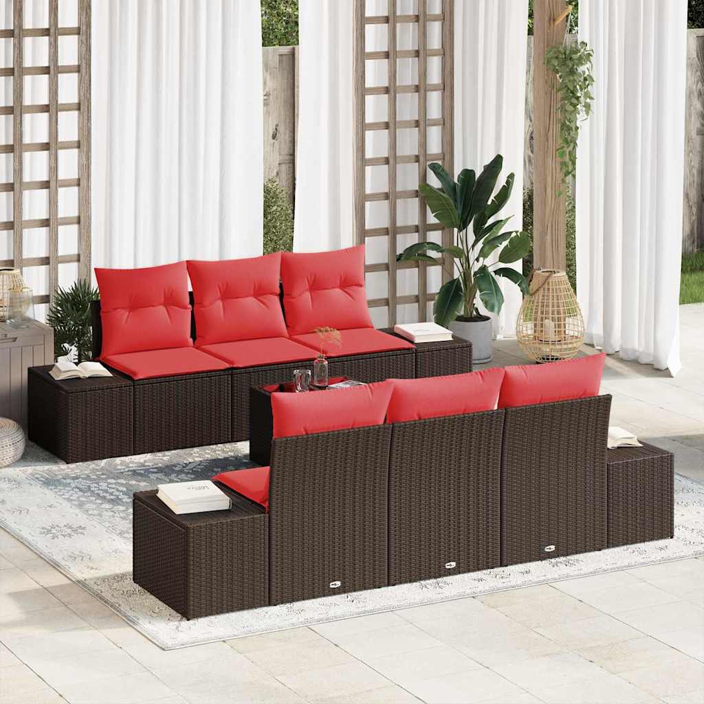 Ensemble de canapé de jardin 7 pc Marron polyrotin