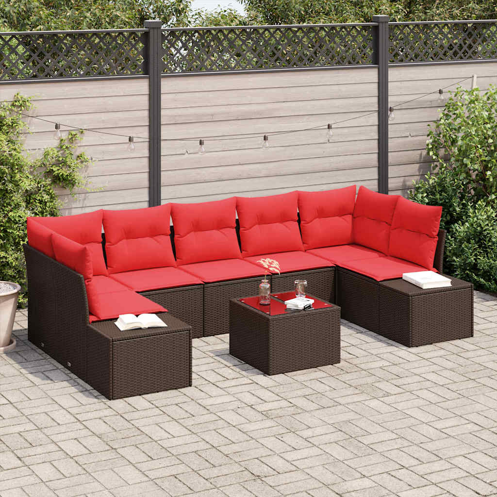 Ensemble de canapé de jardin 8 pc Marron polyrotin