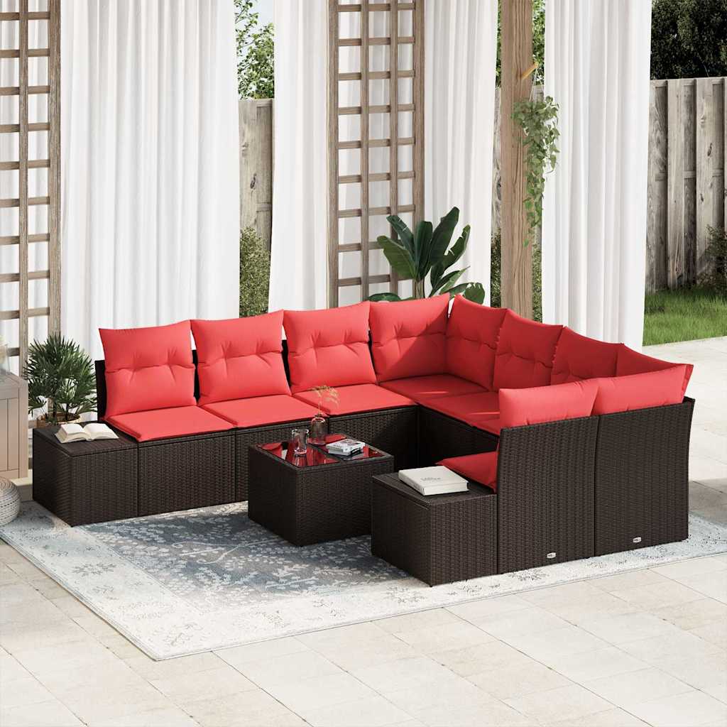 Ensemble de canapé de jardin 9 pcs Marron polyrotin - XIOS