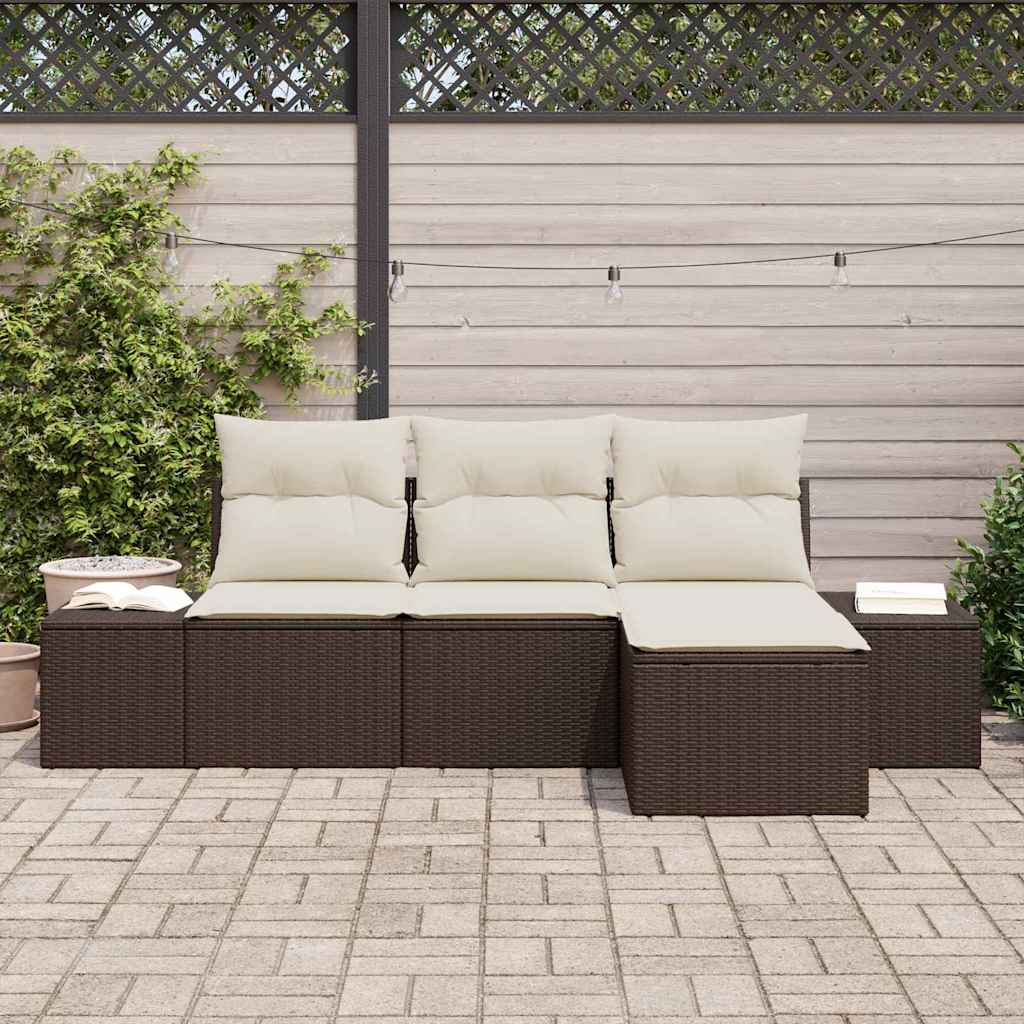 Ensemble de canapé de jardin 4 pcs Marron polyrotin - XIOS