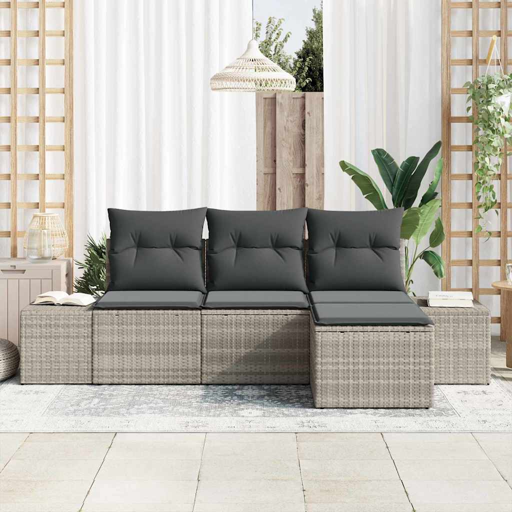 Ensemble de canapé de jardin 4 pcs Gris clair polyrotin