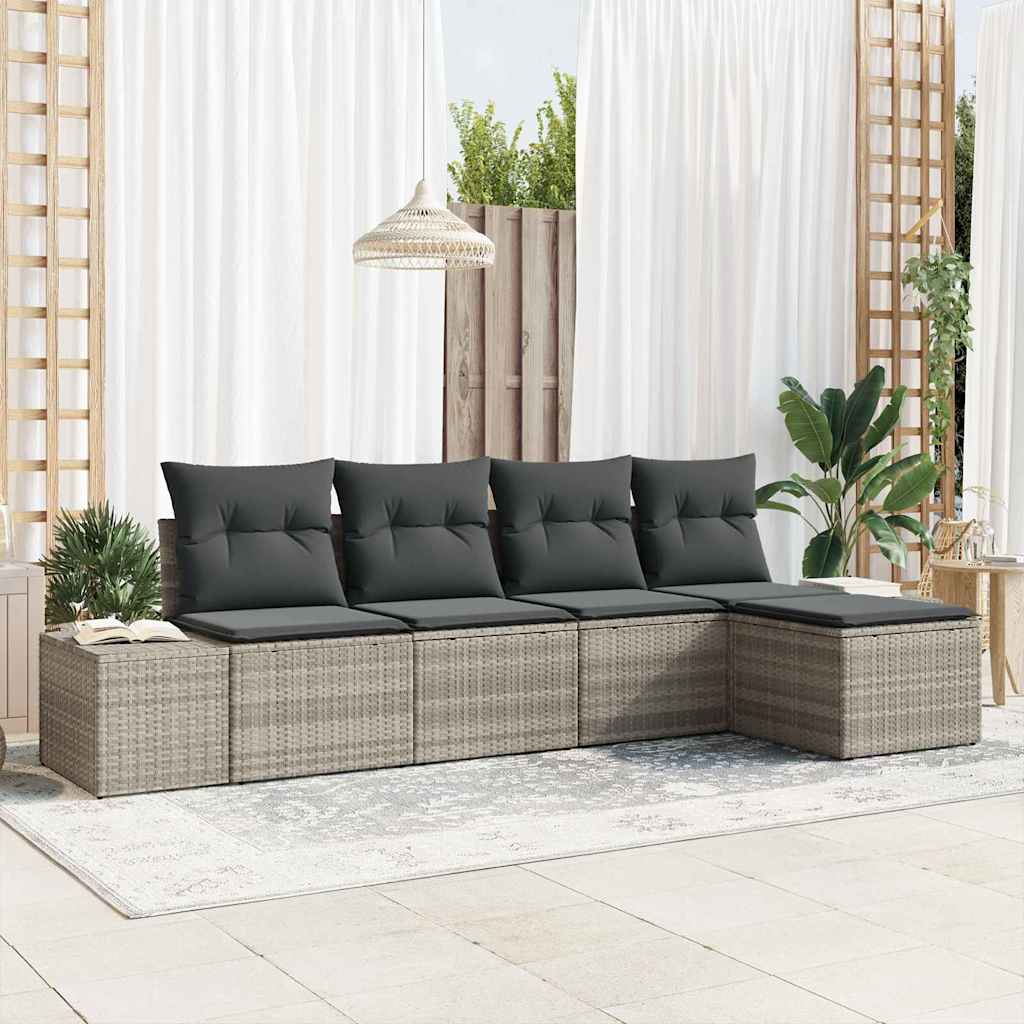 Ensemble de canapé de jardin 5 pcs Gris clair polyrotin