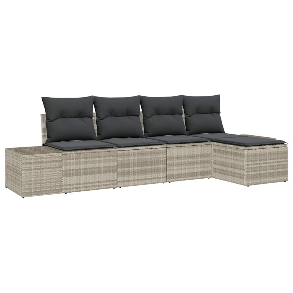 Ensemble de canapé de jardin 5 pcs Gris clair polyrotin