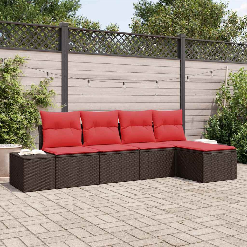 Ensemble de canapé de jardin 5 pc Marron polyrotin
