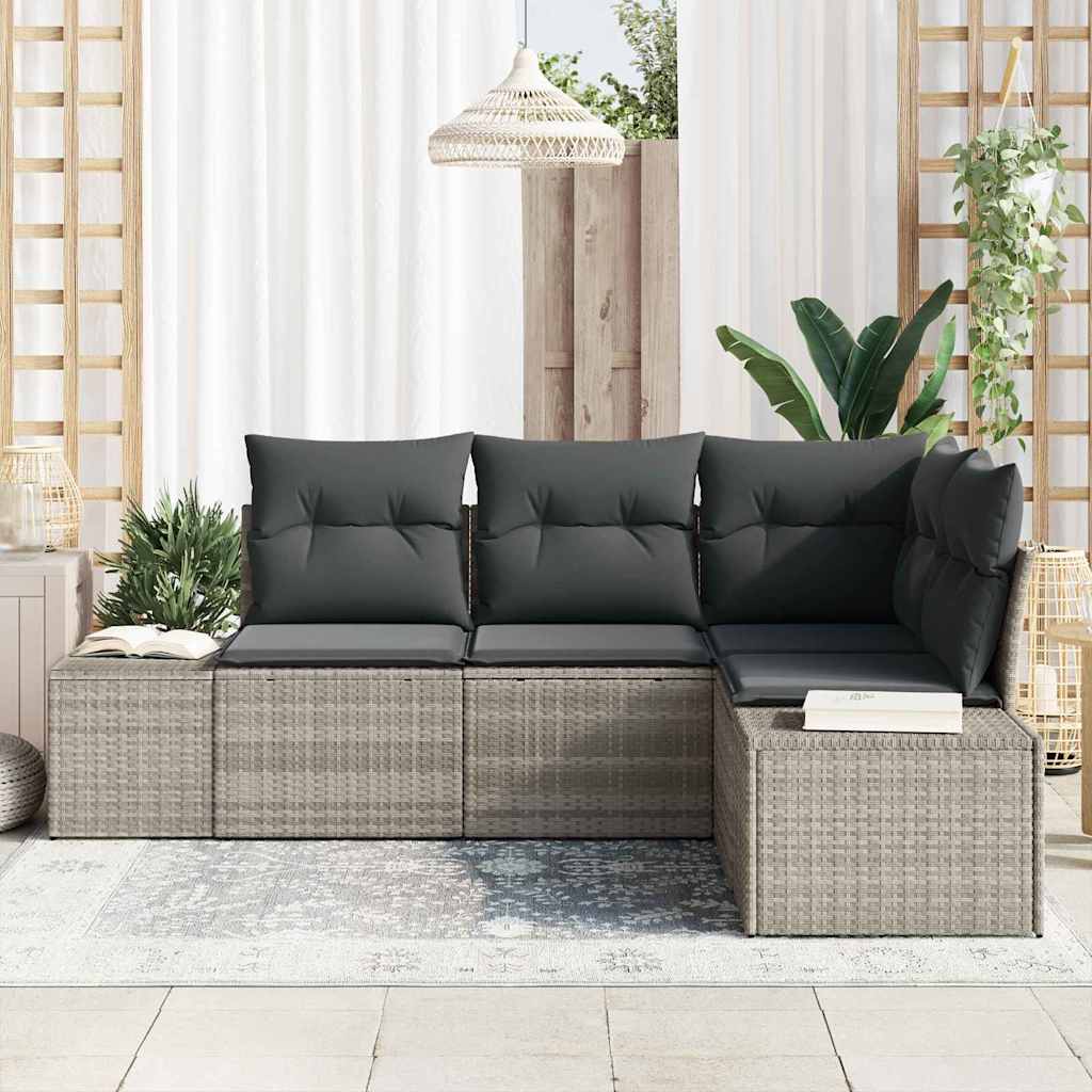 Ensemble de canapé de jardin 4 pcs Gris clair polyrotin