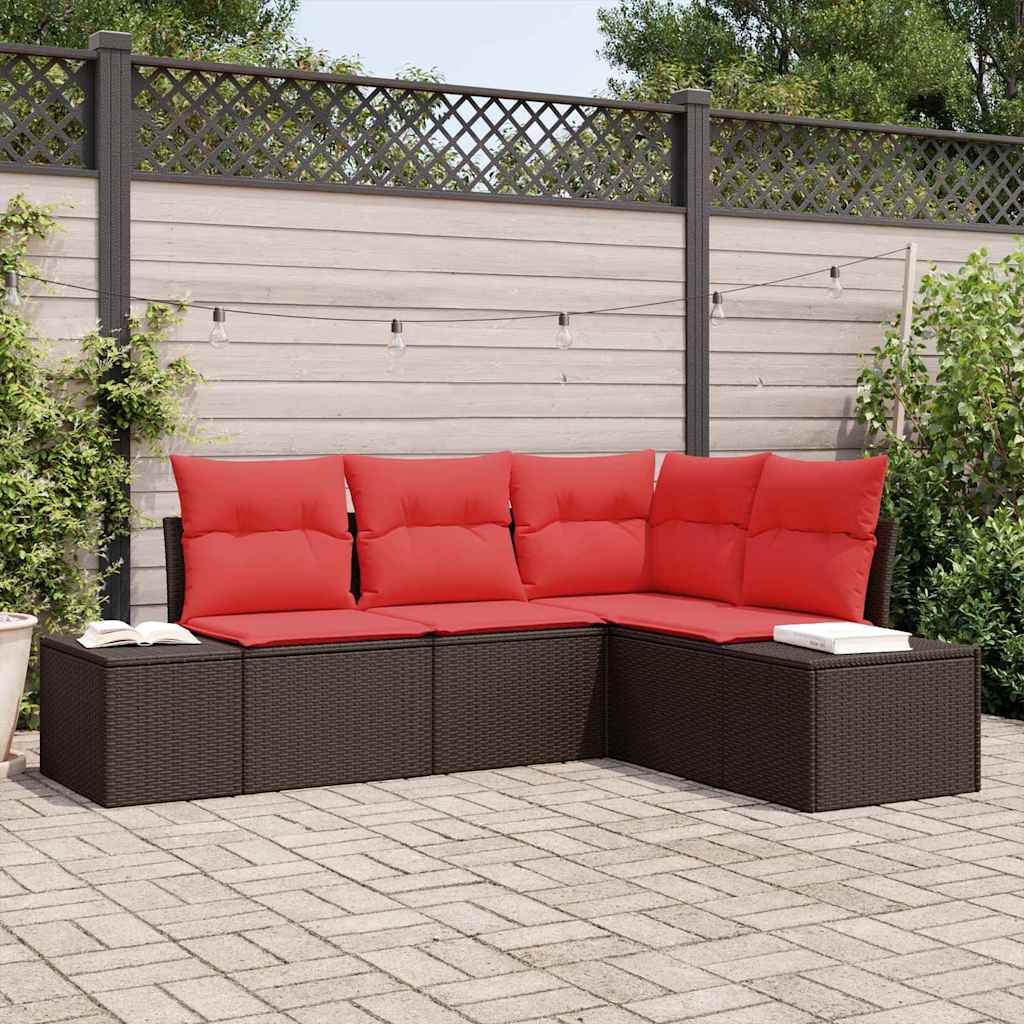 Ensemble de canapé de jardin 4 pc Marron polyrotin