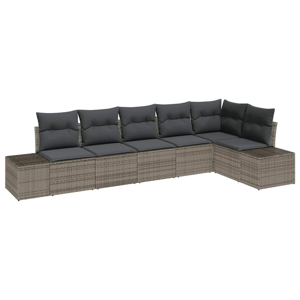 Ensemble de canapé de jardin avec coussin 6 pcs Gris polyrotin