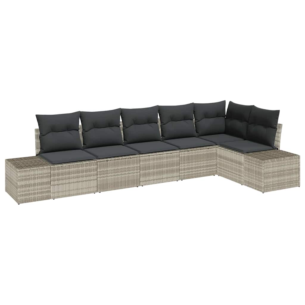 Ensemble de canapé de jardin 6 pcs Gris clair polyrotin