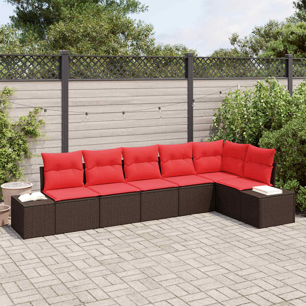 Ensemble de canapé de jardin 6 pc Marron polyrotin