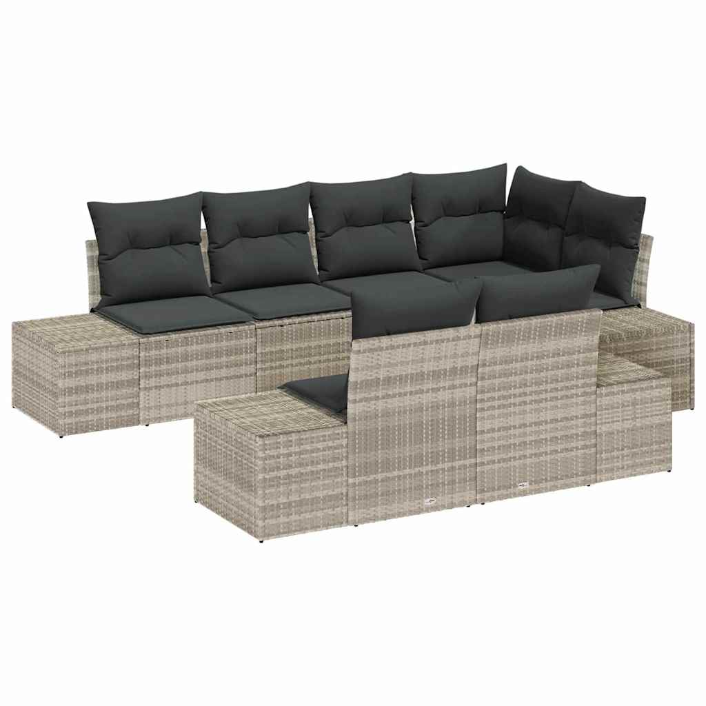 Ensemble de canapé de jardin 7 pcs Gris clair polyrotin