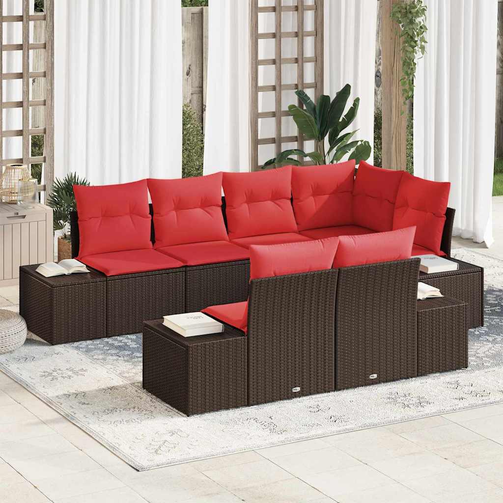 Ensemble de canapé de jardin 7 pc Marron polyrotin