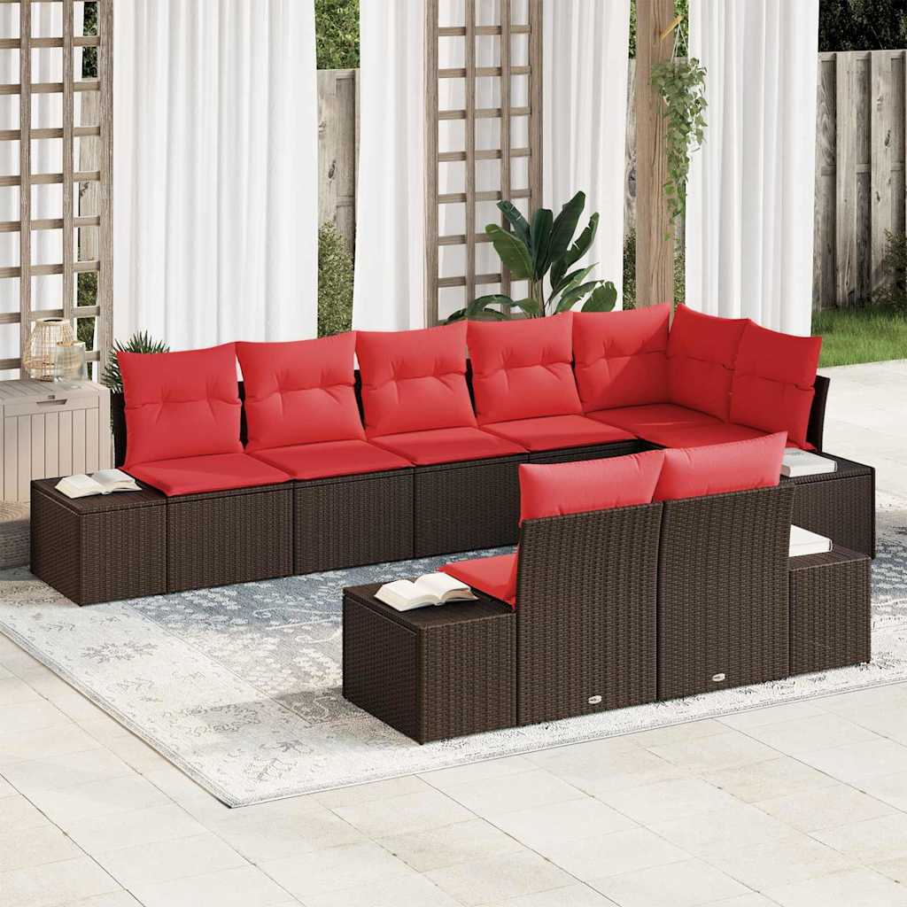 Ensemble de canapé de jardin 8 pc Marron polyrotin