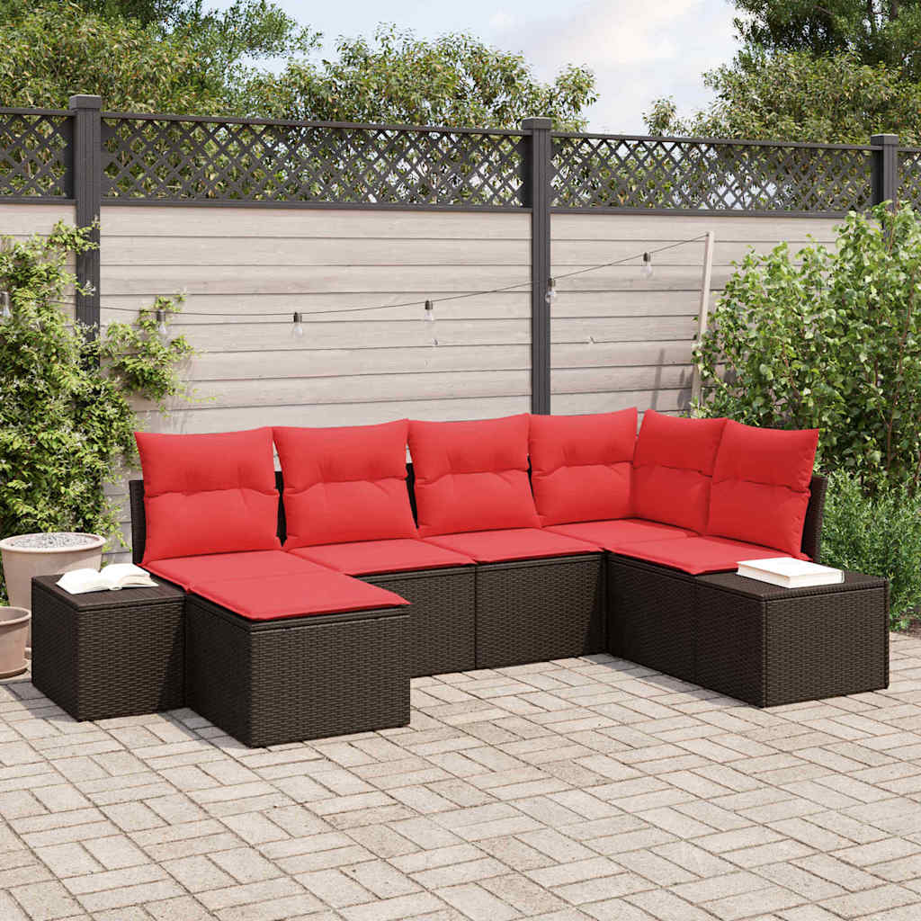 Ensemble de canapé de jardin 6 pc Marron polyrotin