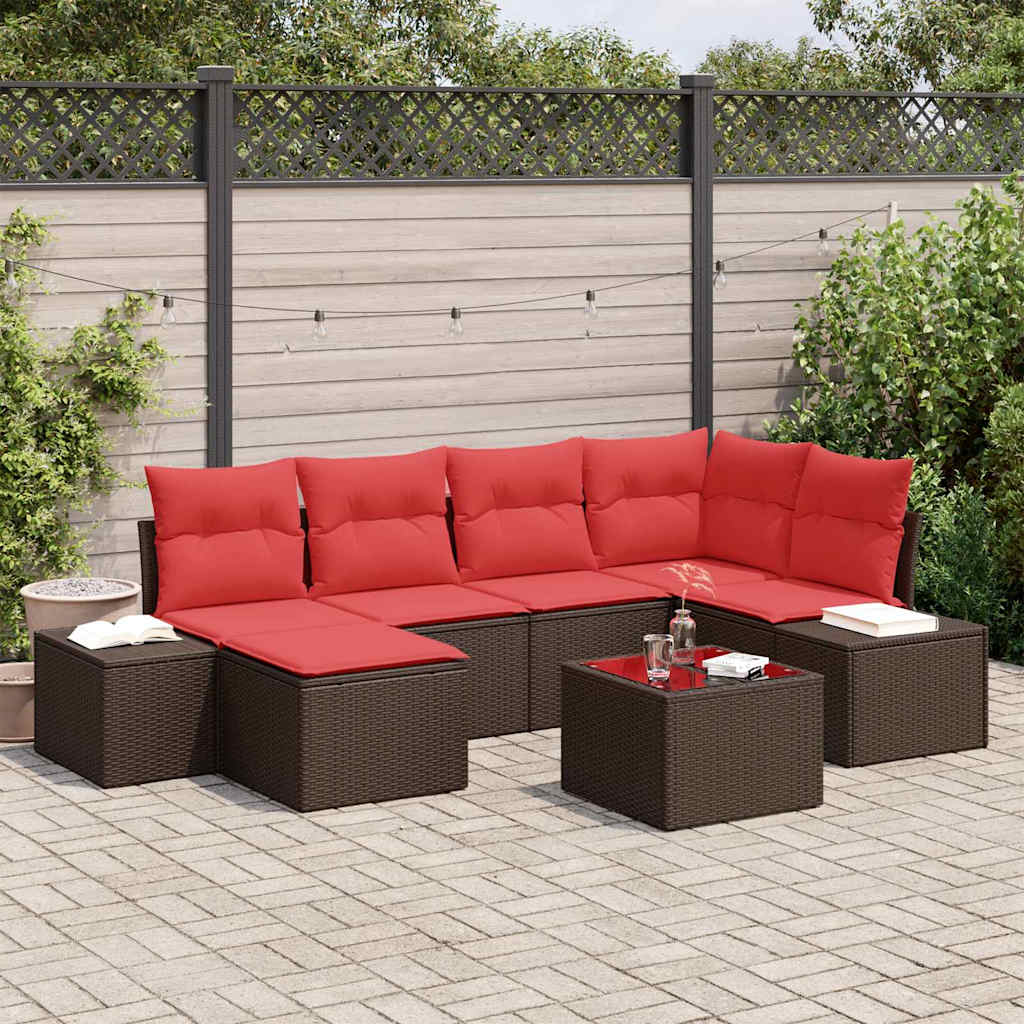 Ensemble de canapé de jardin 7 pc Marron polyrotin