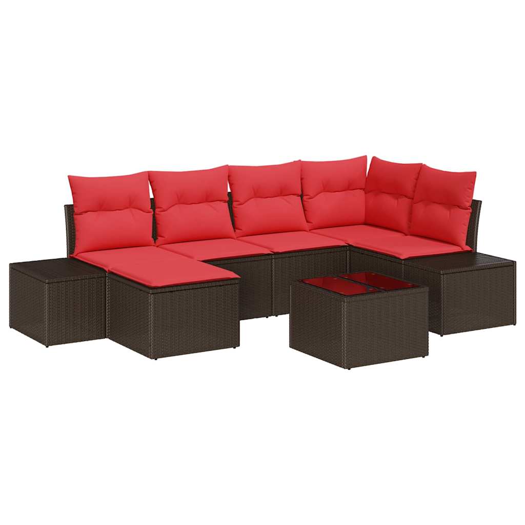 Ensemble de canapé de jardin 7 pcs Marron polyrotin