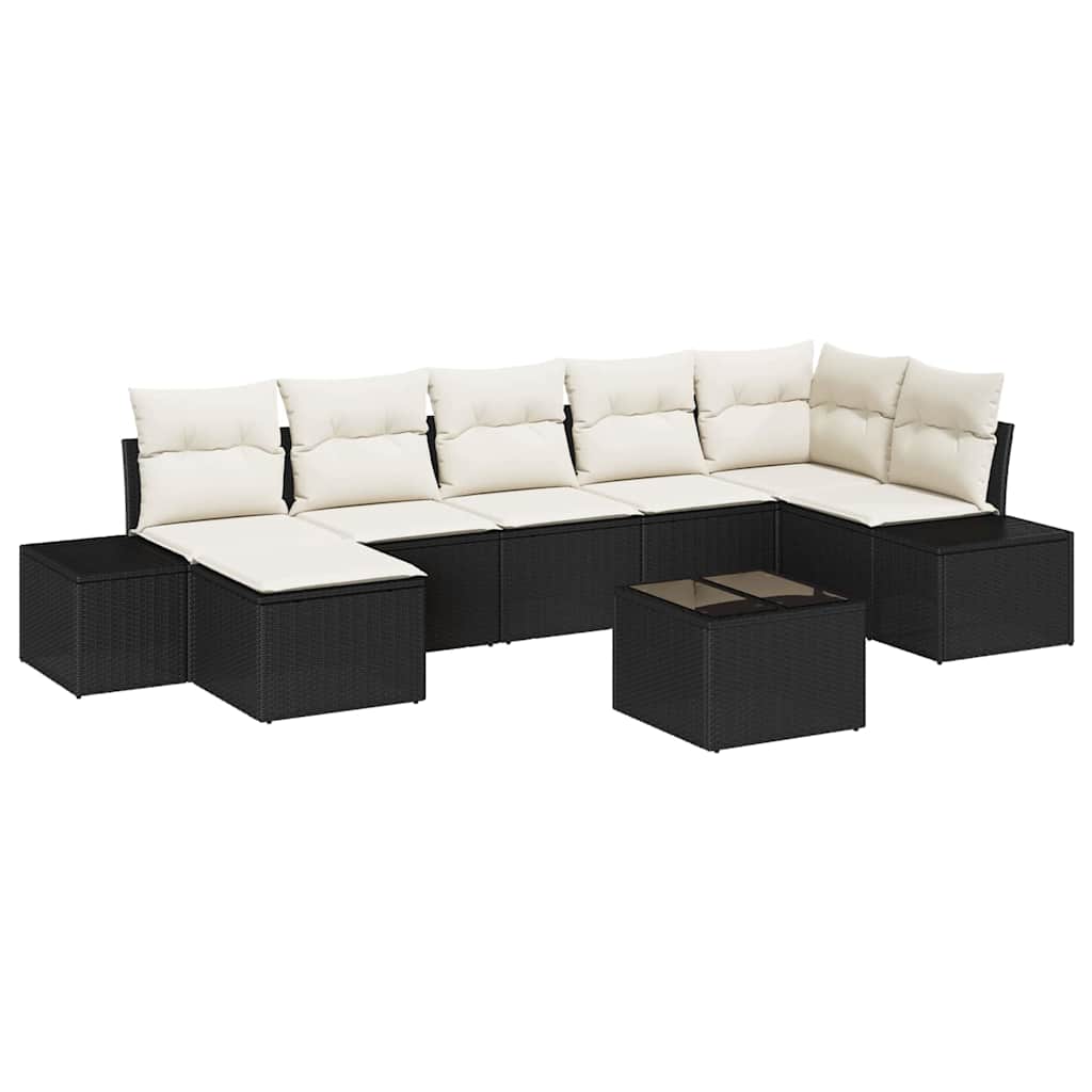 Ensemble de canapé de jardin avec coussin 8 pcs Noir polyrotin