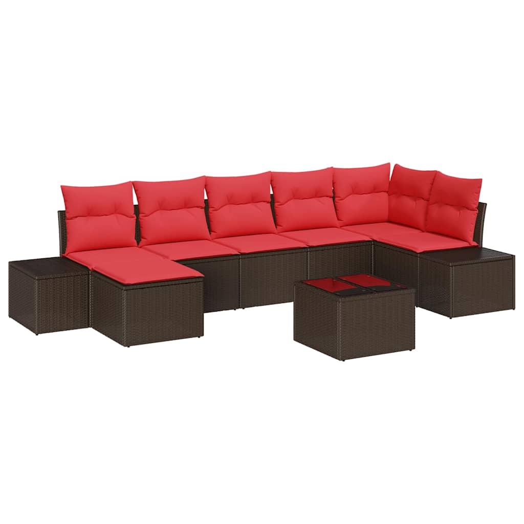 Ensemble de canapé de jardin 8 pcs Marron polyrotin