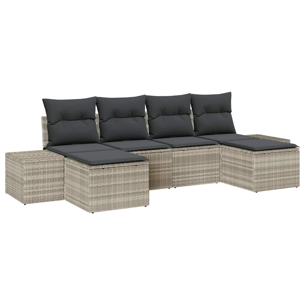 Ensemble de canapé de jardin 6 pcs Gris clair polyrotin - XIOS