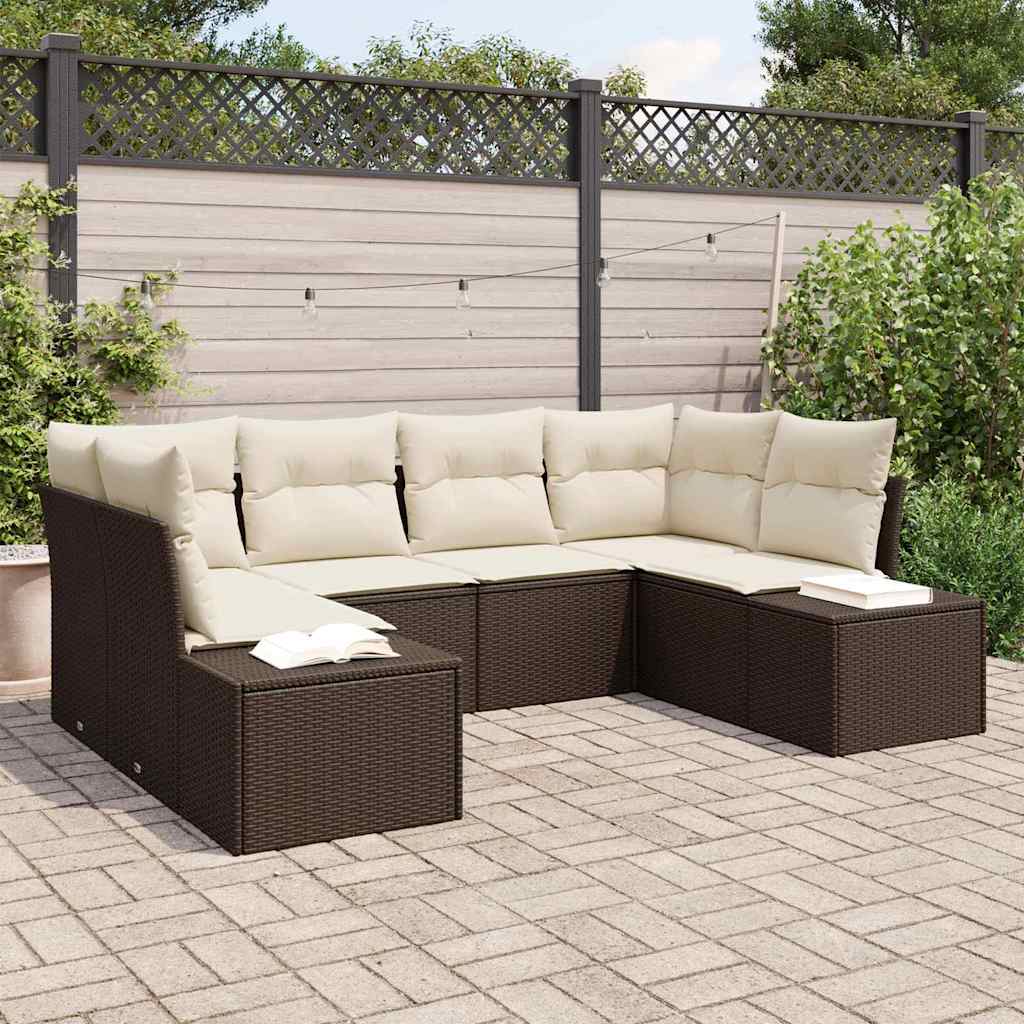 Ensemble de canapé de jardin 6 pc Marron polyrotin