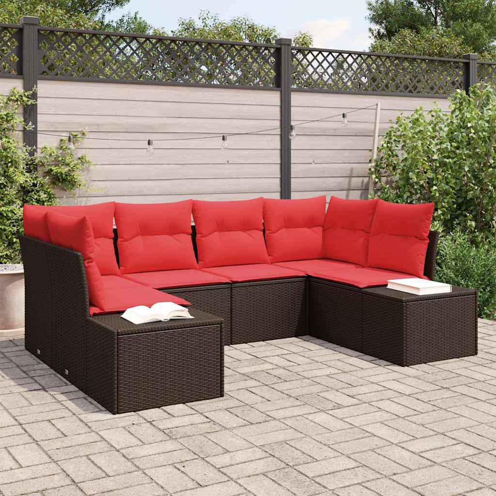 Ensemble de canapé de jardin 6 pc Marron polyrotin