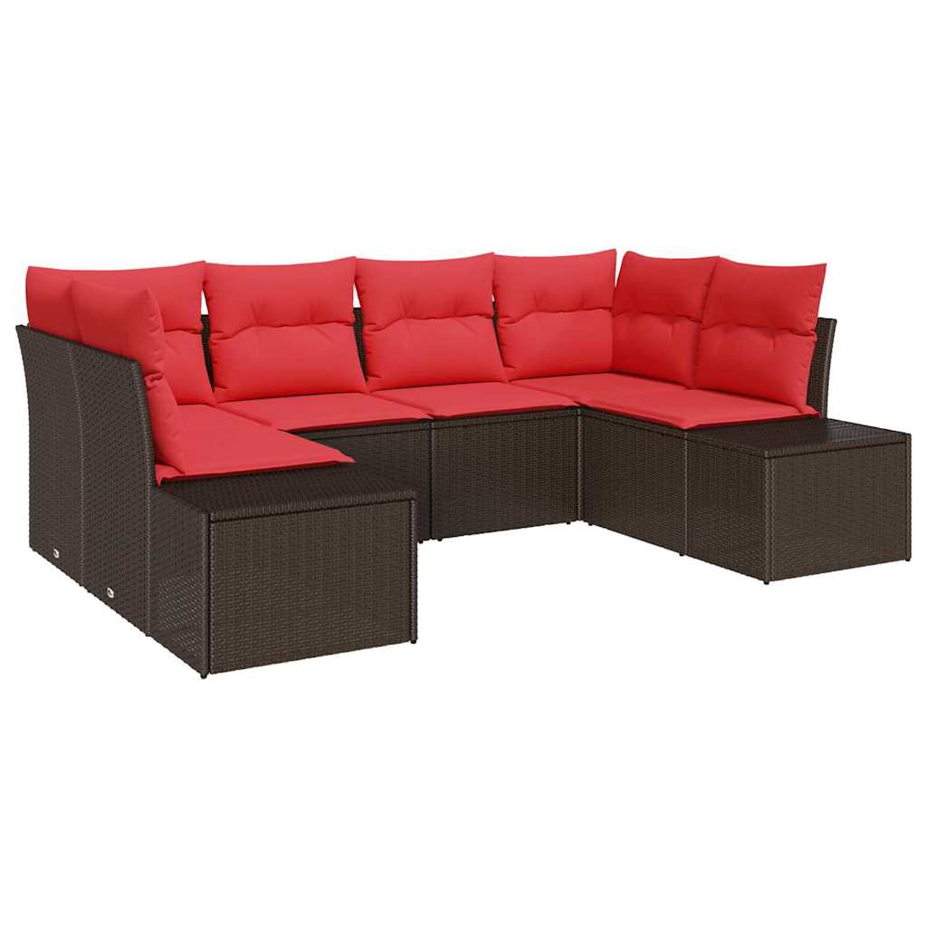 Ensemble de canapé de jardin 6 pcs Marron polyrotin
