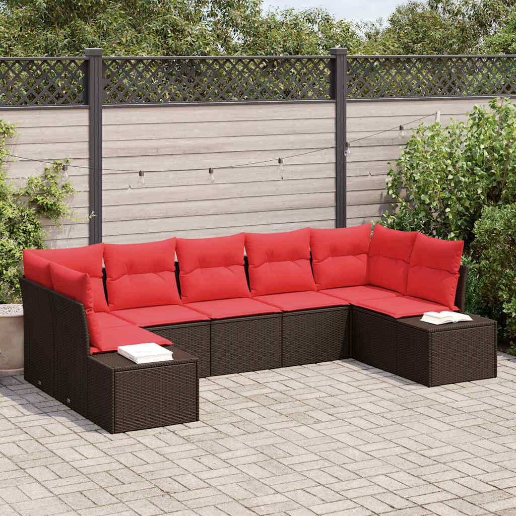 Ensemble de canapé de jardin 7 pc Marron polyrotin