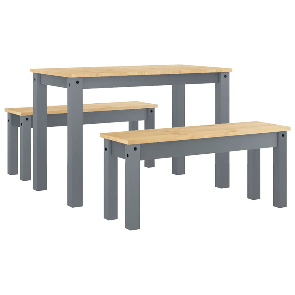 Ensemble à manger PANAMA 3 pcs gris bois de pin massif - XIOS