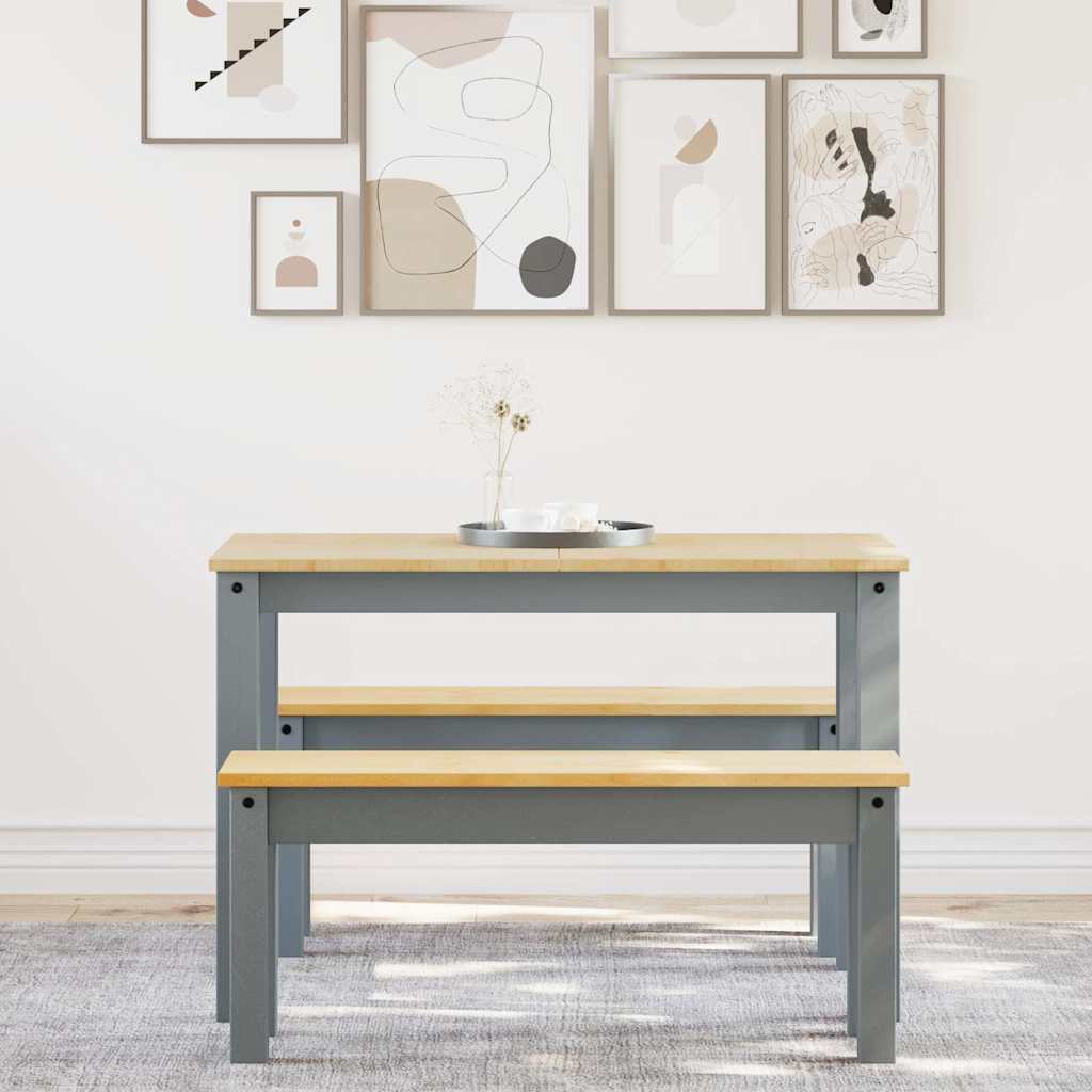 Ensemble à manger PANAMA 3 pcs gris bois de pin massif - XIOS
